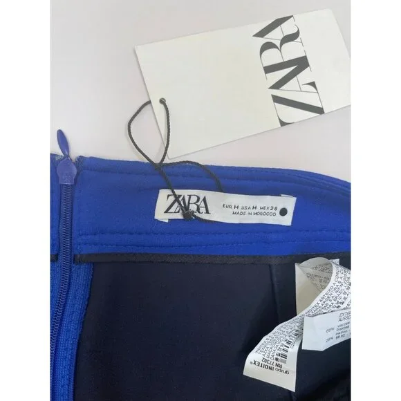 NWT ZARA MINI SKIRT WITH POCKETS Ink blue Medium - Picture 4 of 10